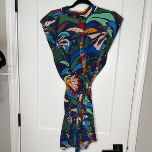 Olivaceous Multicolor Patterned Mini Dress‎ - Small